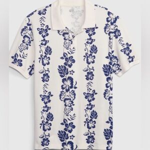 Gap White / Blue Floral Floral Printed Pique Regualr Fit Polo Shirt

·